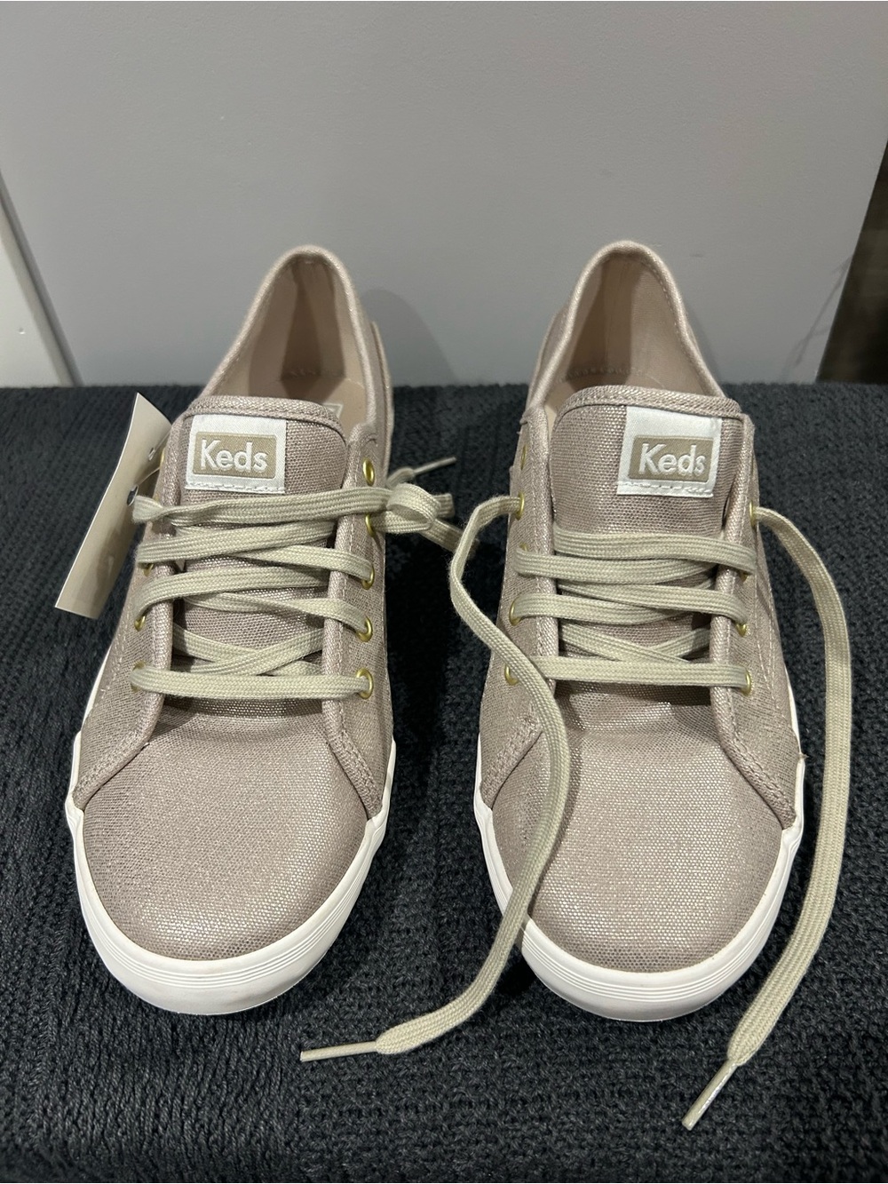 Keds Women's Metallic Taupe Canvas Lace-Up Sneakers